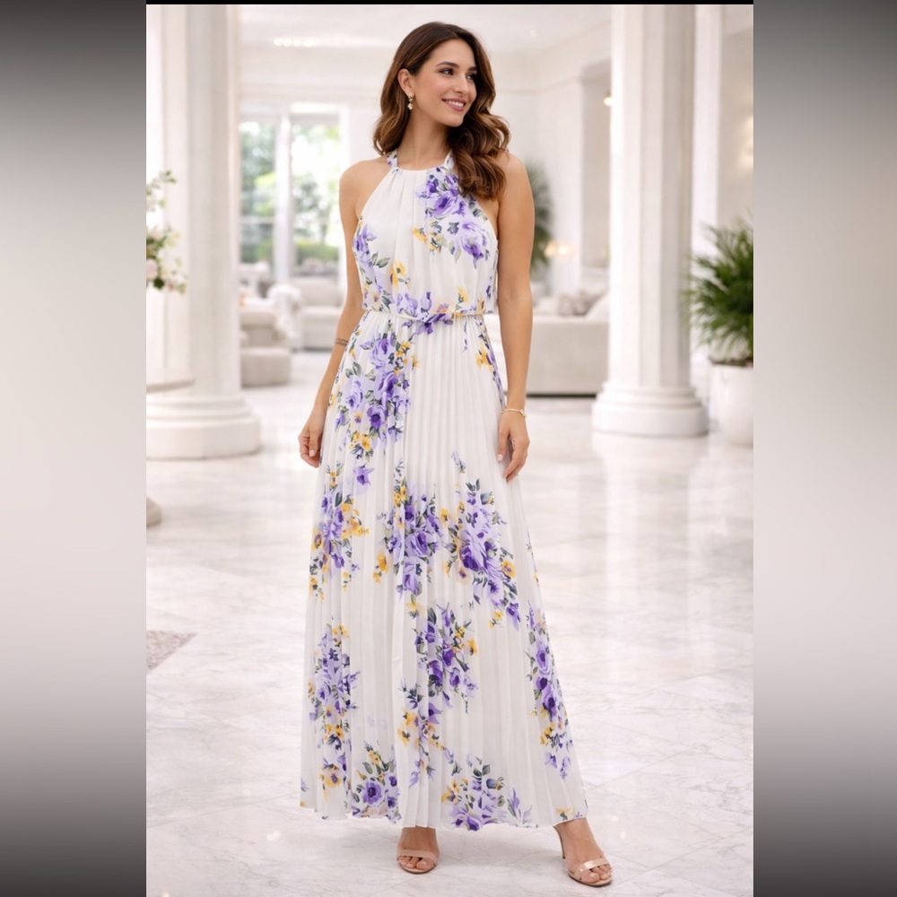 Premier Amour Floral Halter Maxi Dress - Size 2 - Excellent Condition